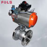 High platform metal hard seal Flanged Pneumatic Stainless Steel Floating V type regulating control Ball Valve